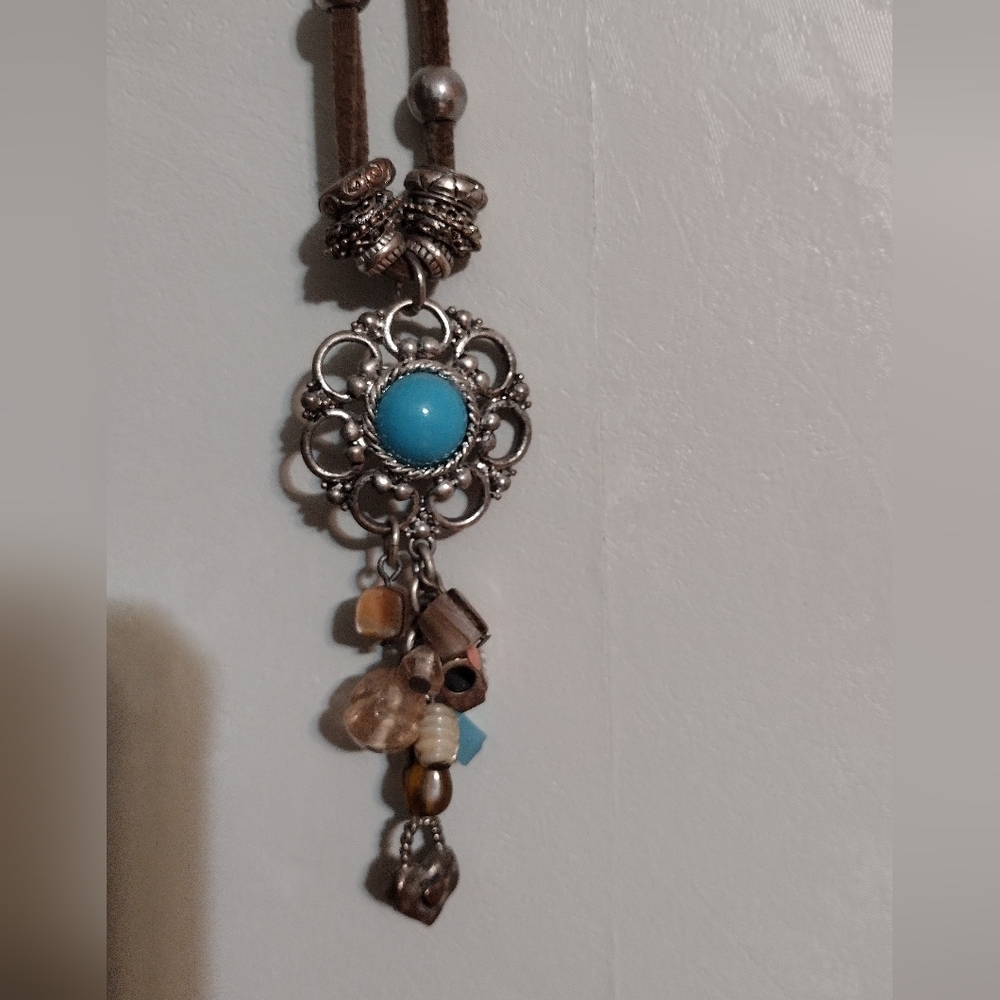 Bohemian Silver and Turquoise Pendant Necklace - Picture 4 of 4